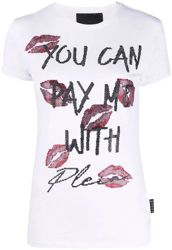 Philipp Plein t-shirt med paljetter - Vit
