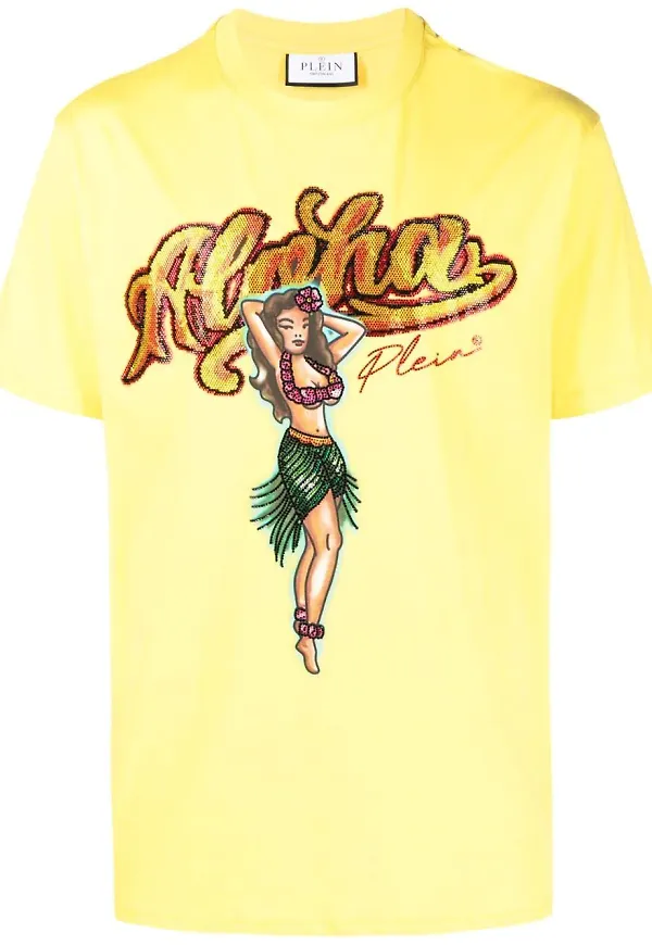 Philipp Plein t-shirt med strass - Gul