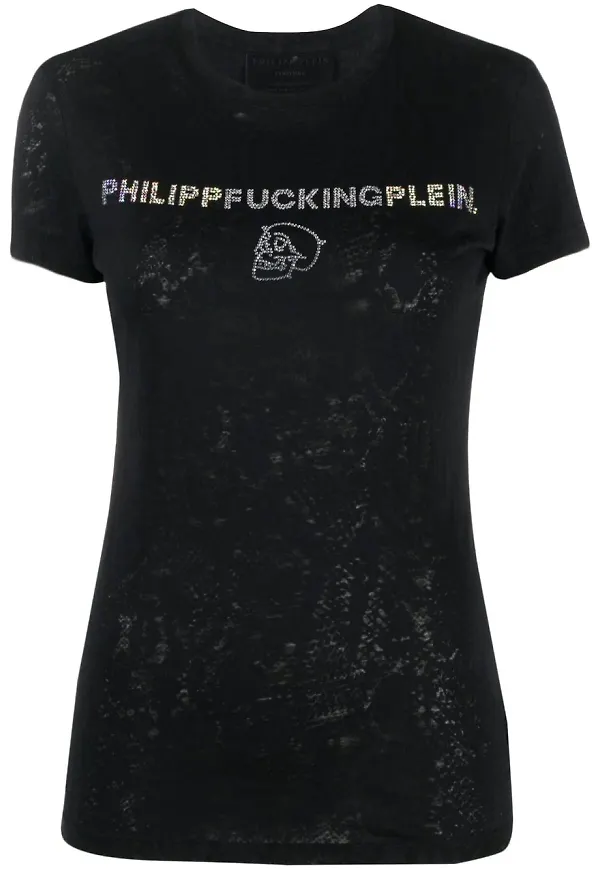 Philipp Plein t-shirt med strass - Svart