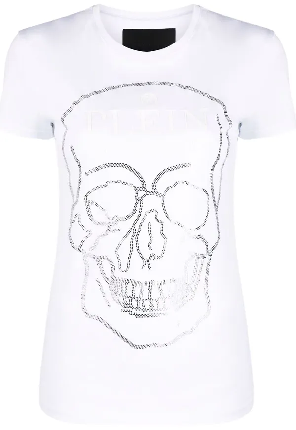 Philipp Plein t-shirt med strass - Vit