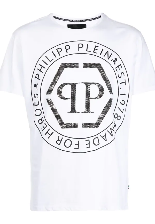 Philipp Plein t-shirt med strass - Vit