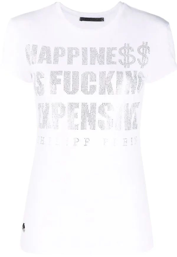 Philipp Plein t-shirt med strass - Vit