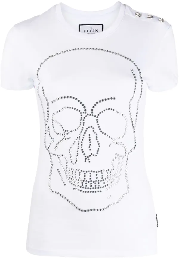Philipp Plein t-shirt med strass - Vit