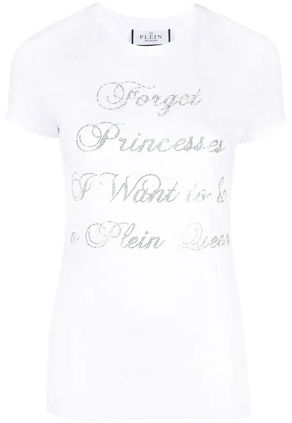 Philipp Plein t-shirt med strass - Vit