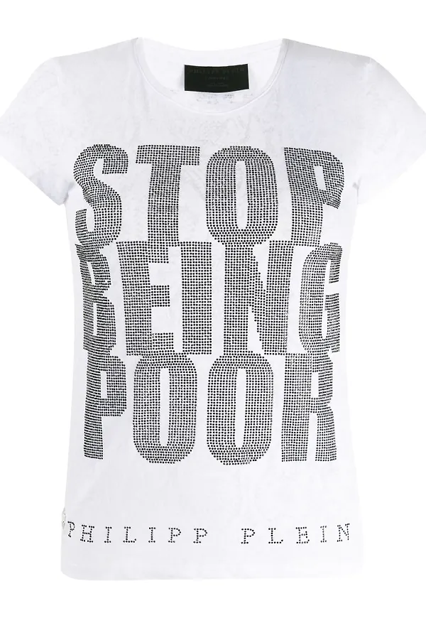 Philipp Plein t-shirt med strass - Vit