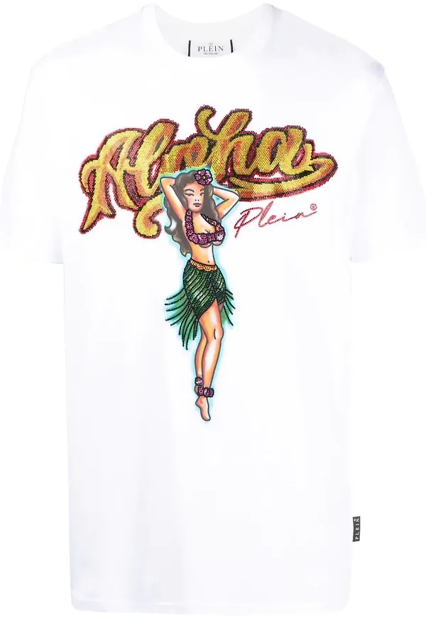 Philipp Plein t-shirt med strass - Vit