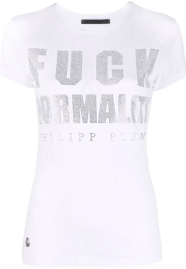 Philipp Plein t-shirt med strass - Vit