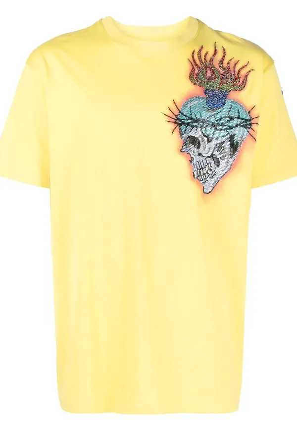 Philipp Plein t-shirt med tatueringsdetalj - Gul