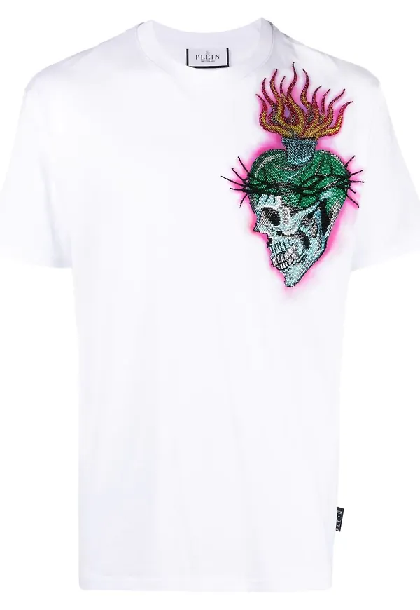 Philipp Plein t-shirt med tatueringsdetalj - Vit