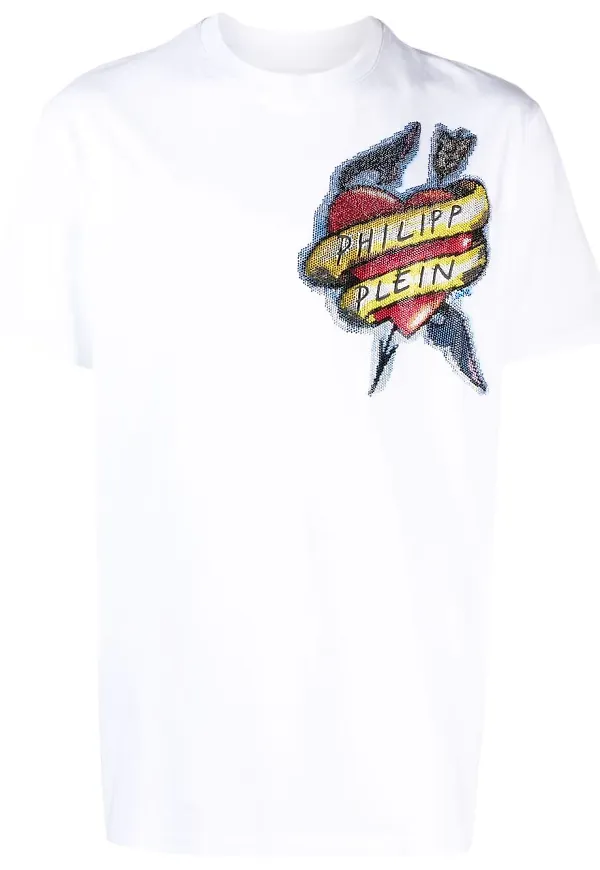 Philipp Plein t-shirt med tatueringstryck - Vit
