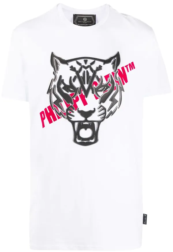 Philipp Plein t-shirt med tigerhuvud - Vit
