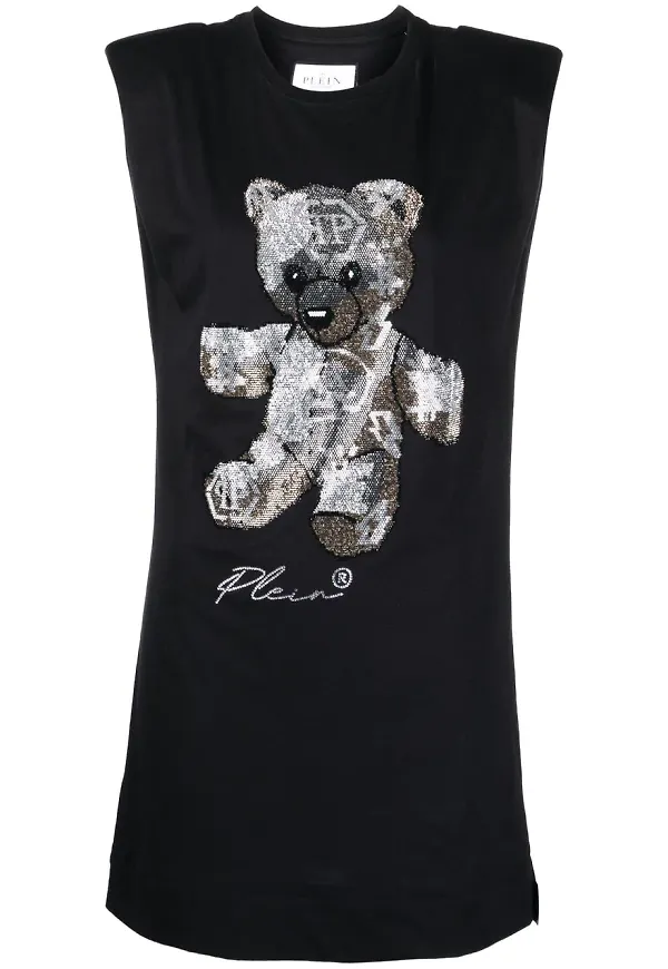 Philipp Plein t-shirtklänning med strass - Svart