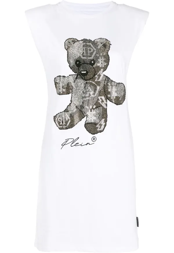 Philipp Plein t-shirtklänning med strass - Vit
