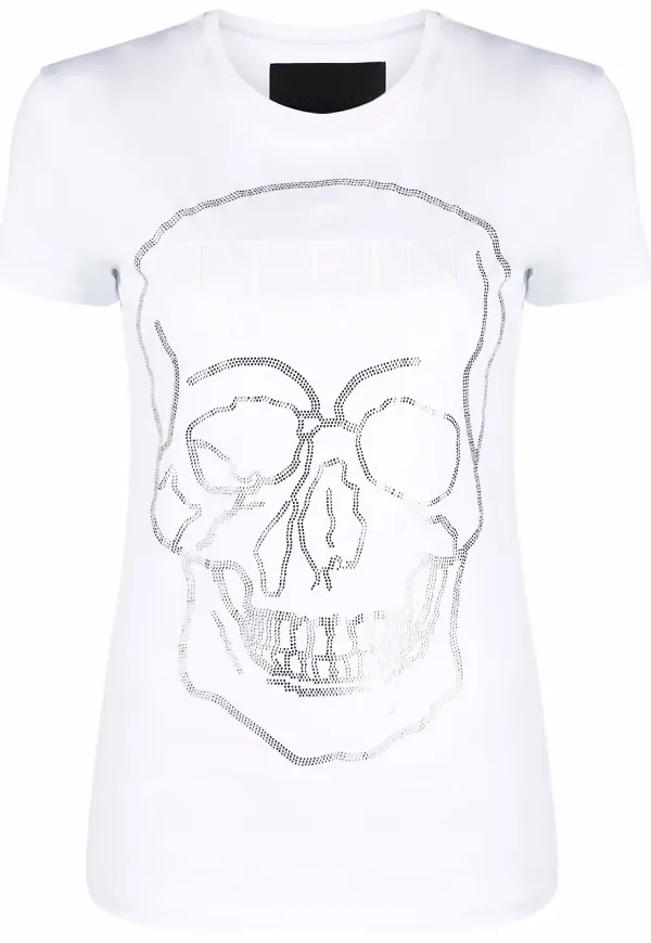 Philipp Plein t-shirt med strass - Vit