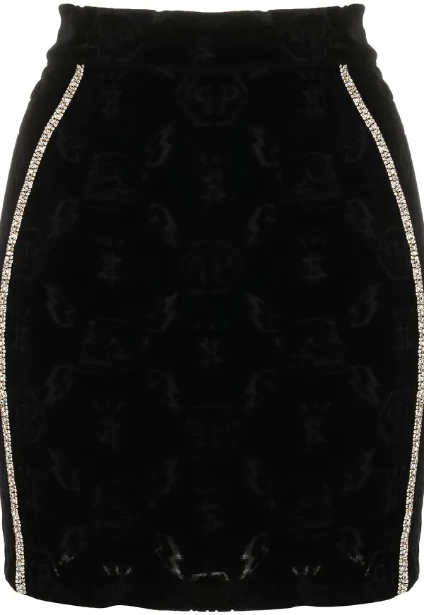 Philipp Plein tajt kjol med monogram - Svart