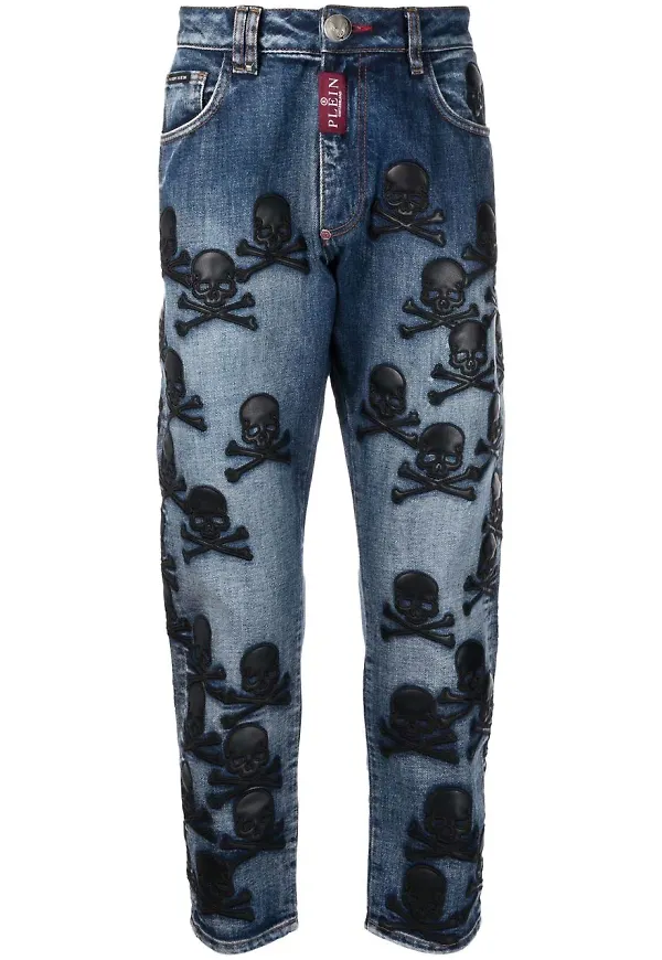 Philipp Plein tapered-jeans med dödskalle - Blå