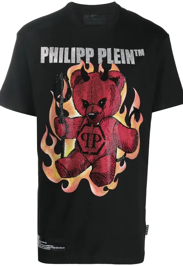 Philipp Plein Teddy Bear t-shirt med logotyp - Svart
