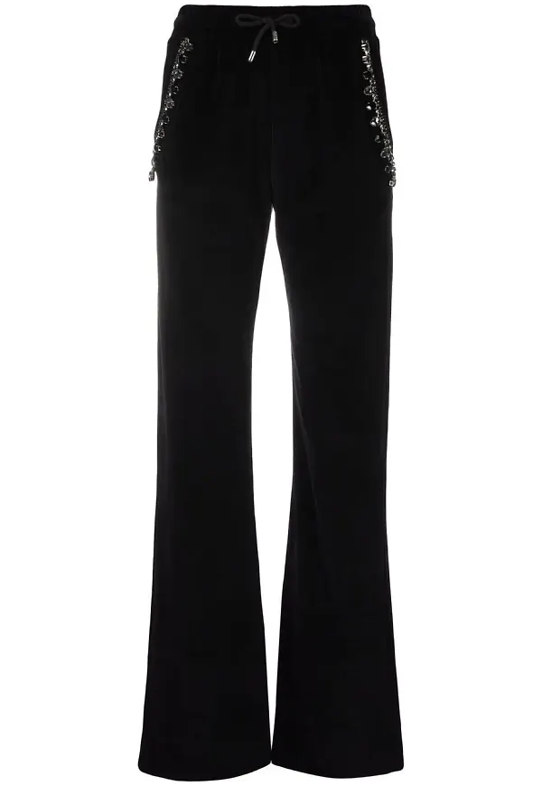 Philipp Plein trackpants i sammet med strass - Svart