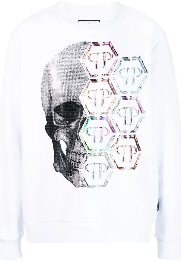 Philipp Plein tröja med dödskalle - Vit