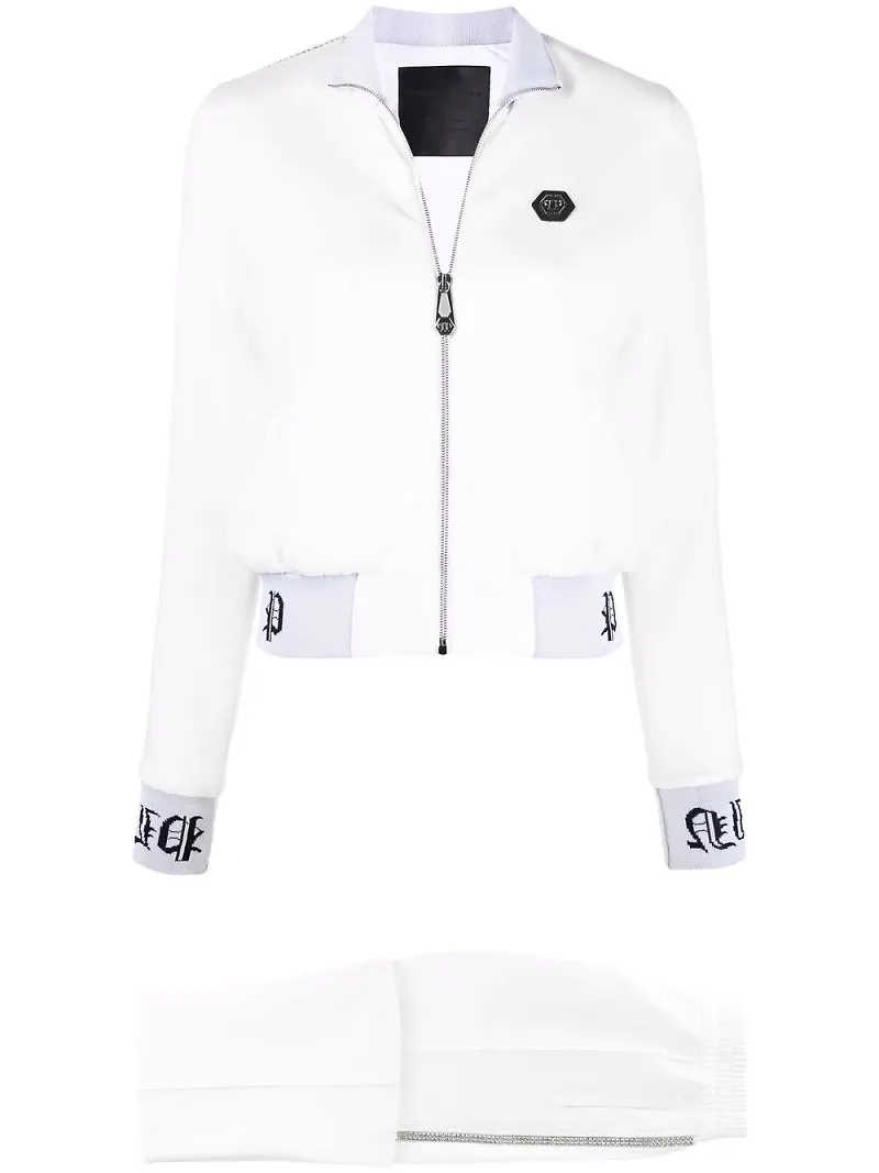 Philipp Plein träningsjacka med gotisk logotyp - Vit