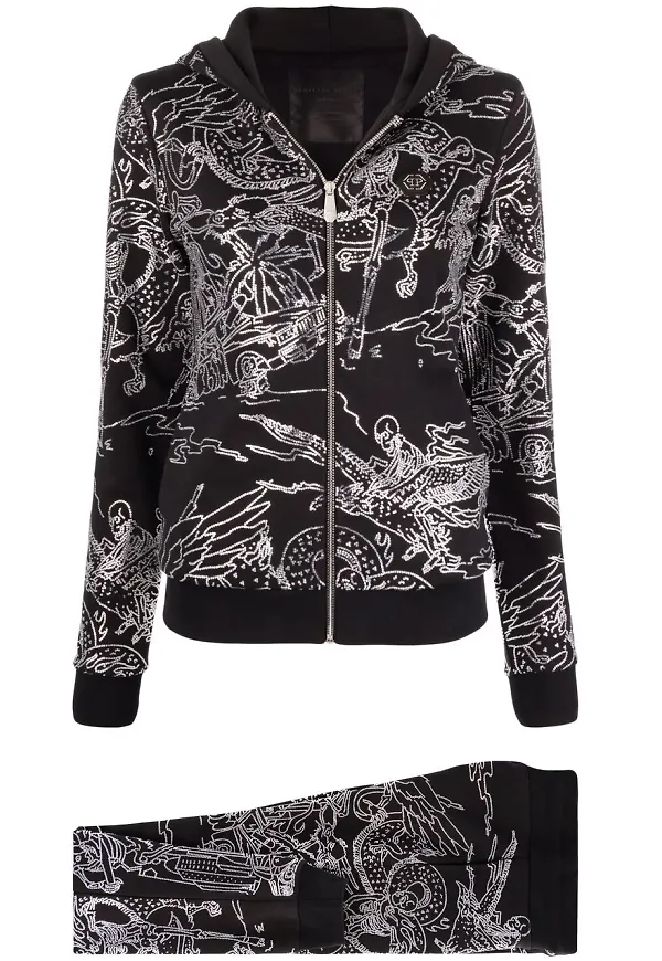 Philipp Plein träningsställ med skelettmotiv - Svart
