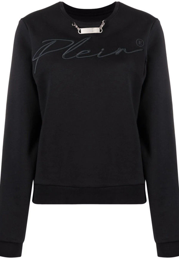Philipp Plein tröja med broderad logotyp - Svart