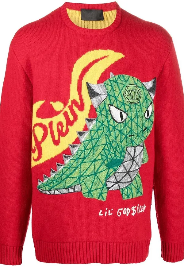 Philipp Plein tröja med dinosauriemotiv - Röd