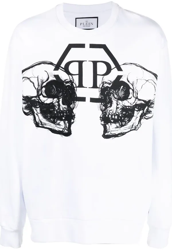 Philipp Plein tröja med dödskalletryck - Vit