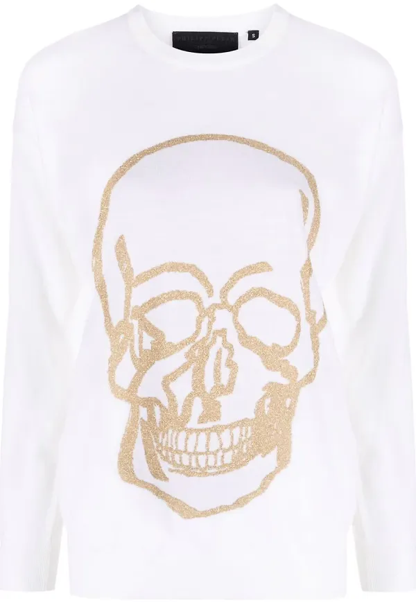 Philipp Plein tröja med dödskalletryck - Vit