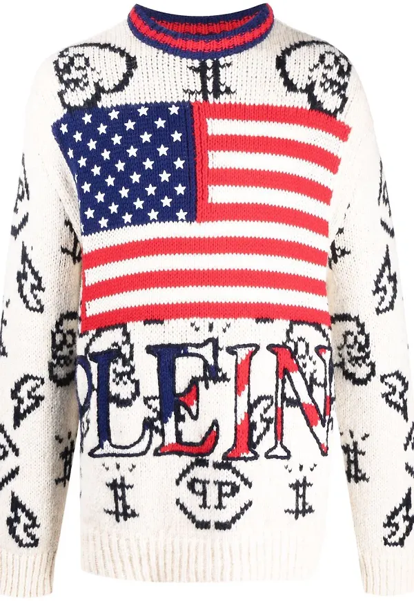 Philipp Plein tröja med USA-flagga - Neutral