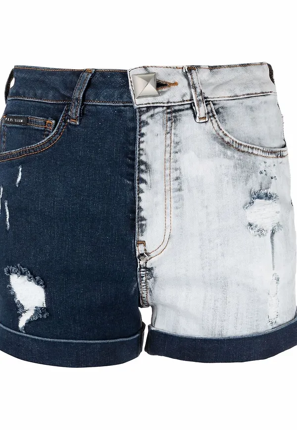 Philipp Plein tvåfärgade jeansshorts - Blå