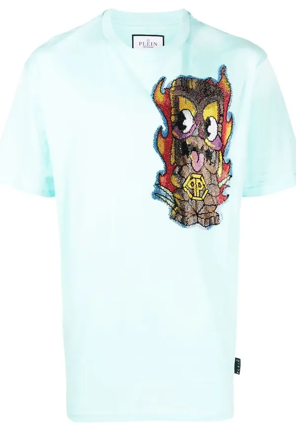 Philipp Plein utsmyckad t-shirt - Blå