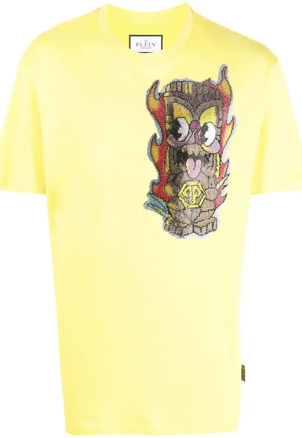 Philipp Plein utsmyckad t-shirt - Gul