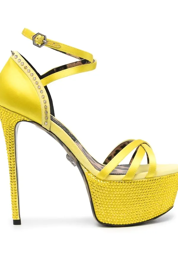 Philipp Plein utsmyckade platåsandaler - Gul