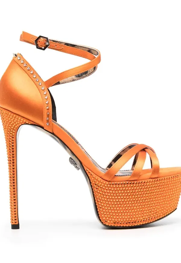Philipp Plein utsmyckade platåsandaler - Orange