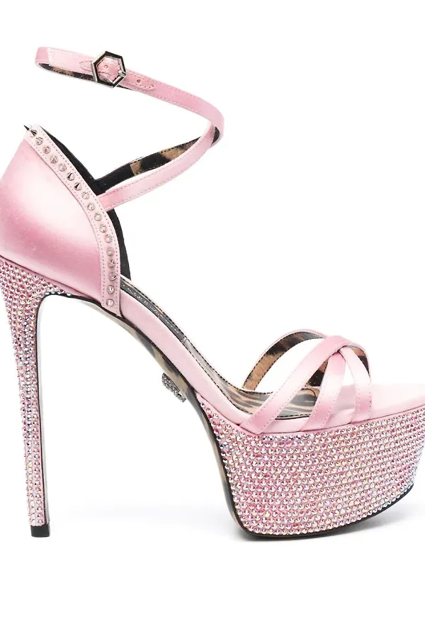 Philipp Plein utsmyckade platåsandaler - Rosa