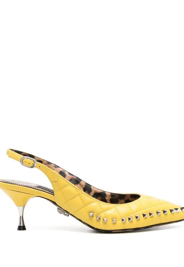 Philipp Plein utsmyckade slingback-pumps - Gul