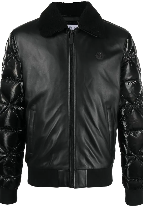 Philipp Plein vadderad pilotjacka - Svart