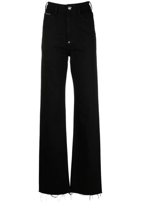 Philipp Plein wide leg-jeans med hög midja - Svart