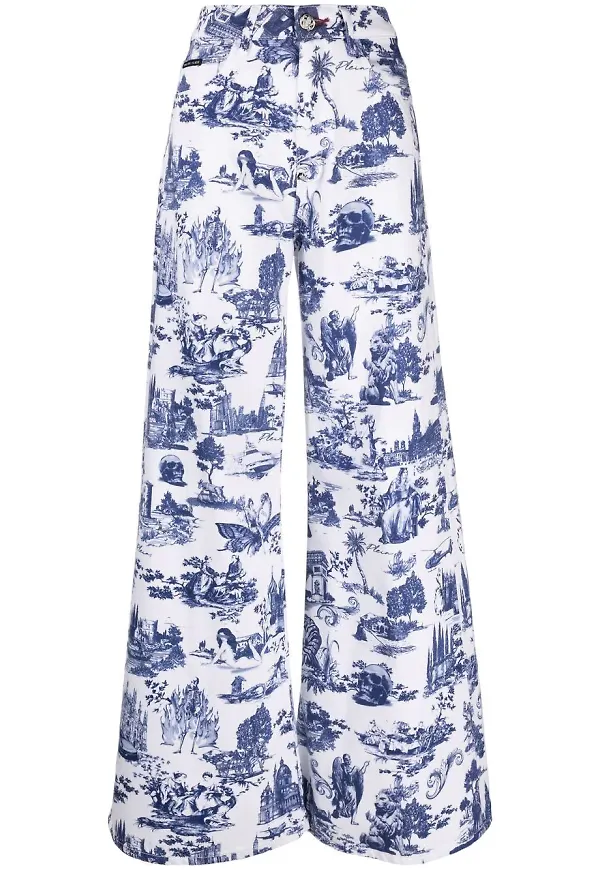 Philipp Plein wide leg-jeans med logotyp - Vit
