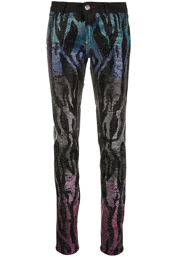 Philipp Plein zebramönstrade jeggings - Svart