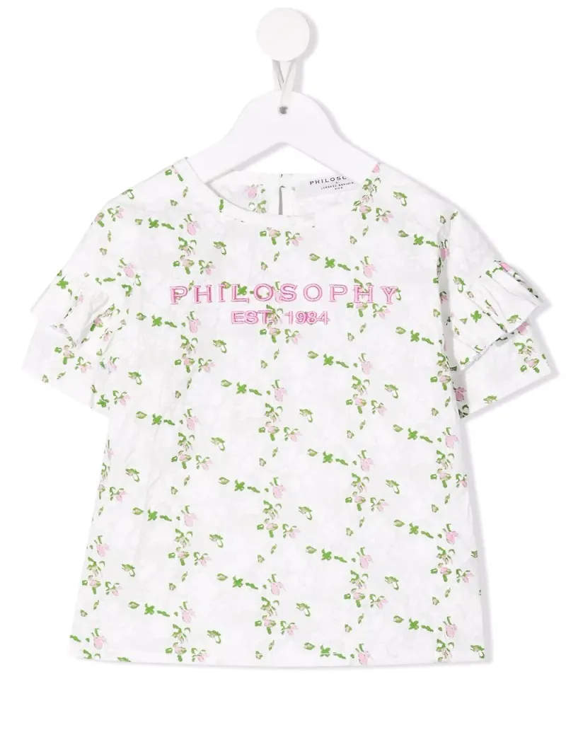Philosophy Di Lorenzo Serafini Kids blommig t-shirt - D009 BIANCA