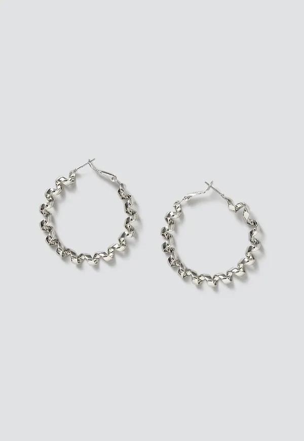 Phone Wire Hoop Silver Earring