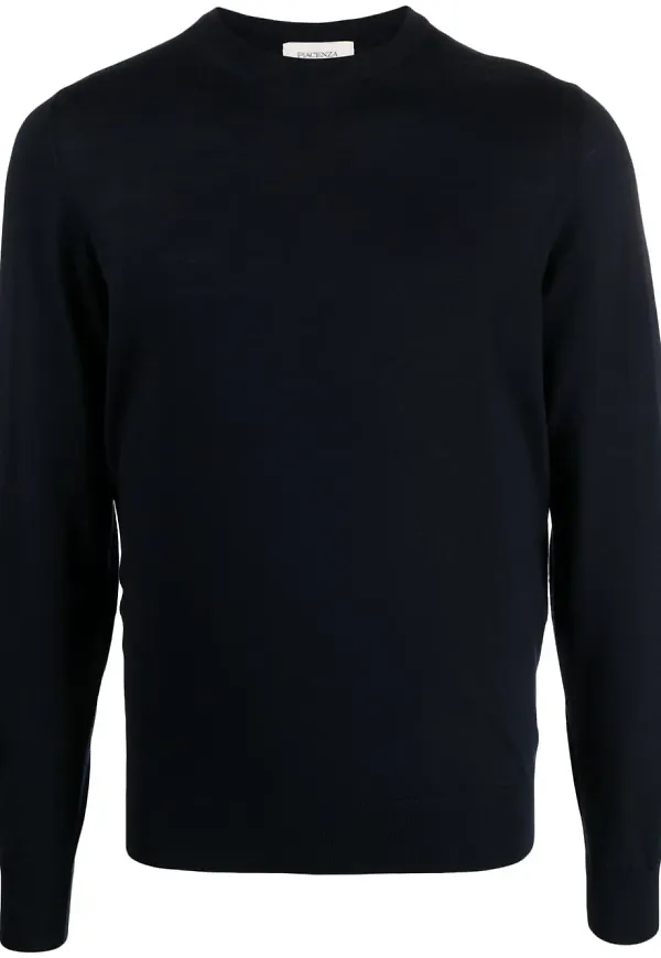 Piacenza Cashmere tröja med rundad hals - Blå