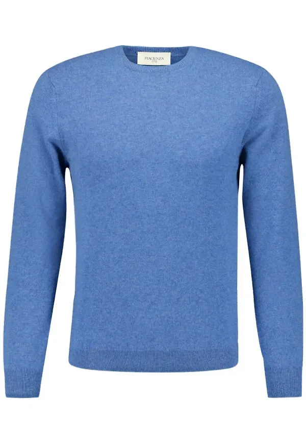Piacenza Cashmere tröja med rundad hals - Blå