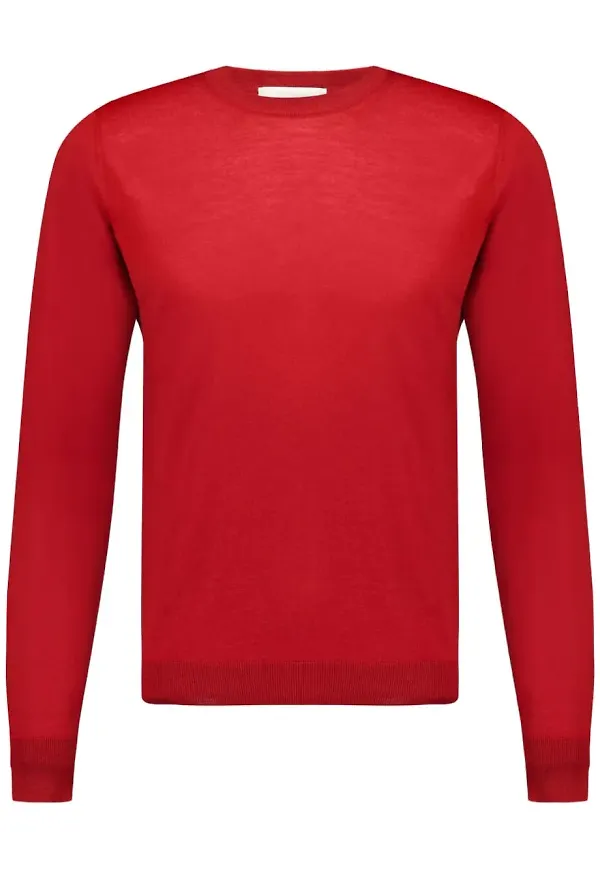 Piacenza Cashmere ulltröja med rundad hals - Röd