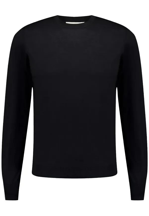 Piacenza Cashmere ulltröja med rundad hals - Svart