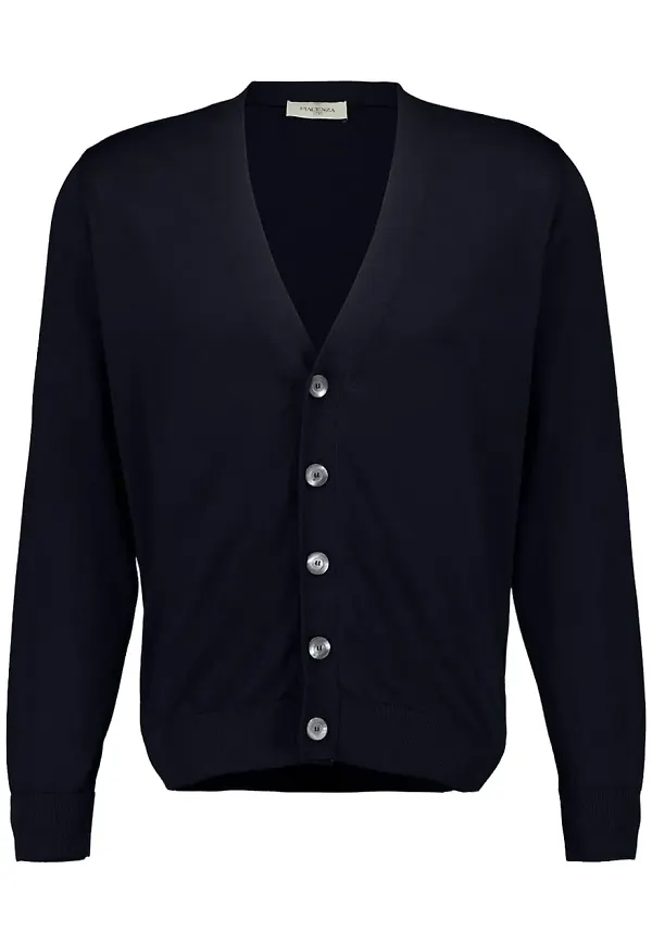 Piacenza Cashmere v-ringad kofta - Blå