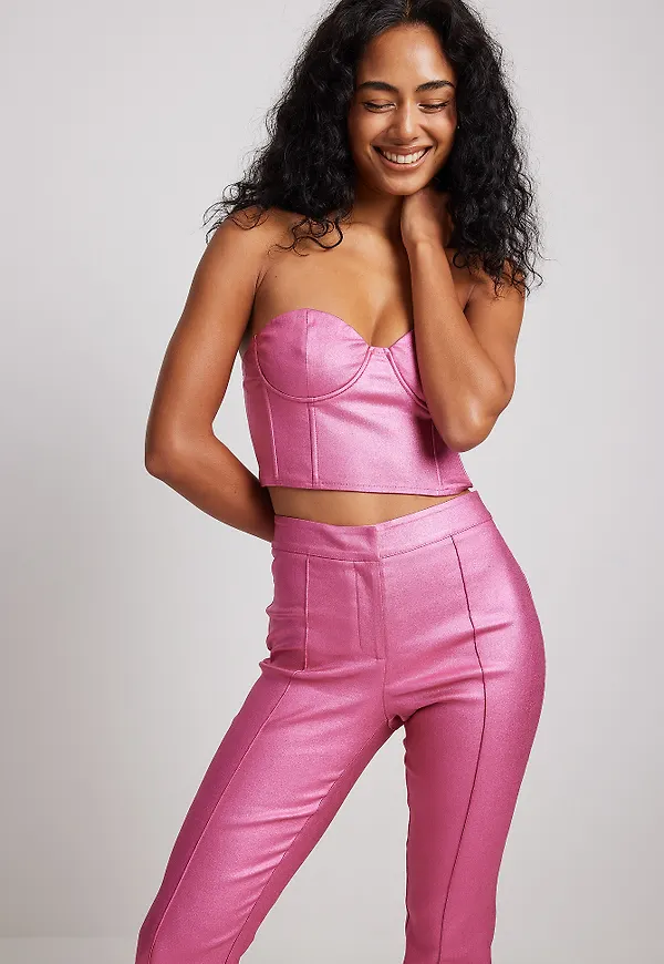 Picked by Hanna Schönberg Korsettopp med kupdetalj - Pink