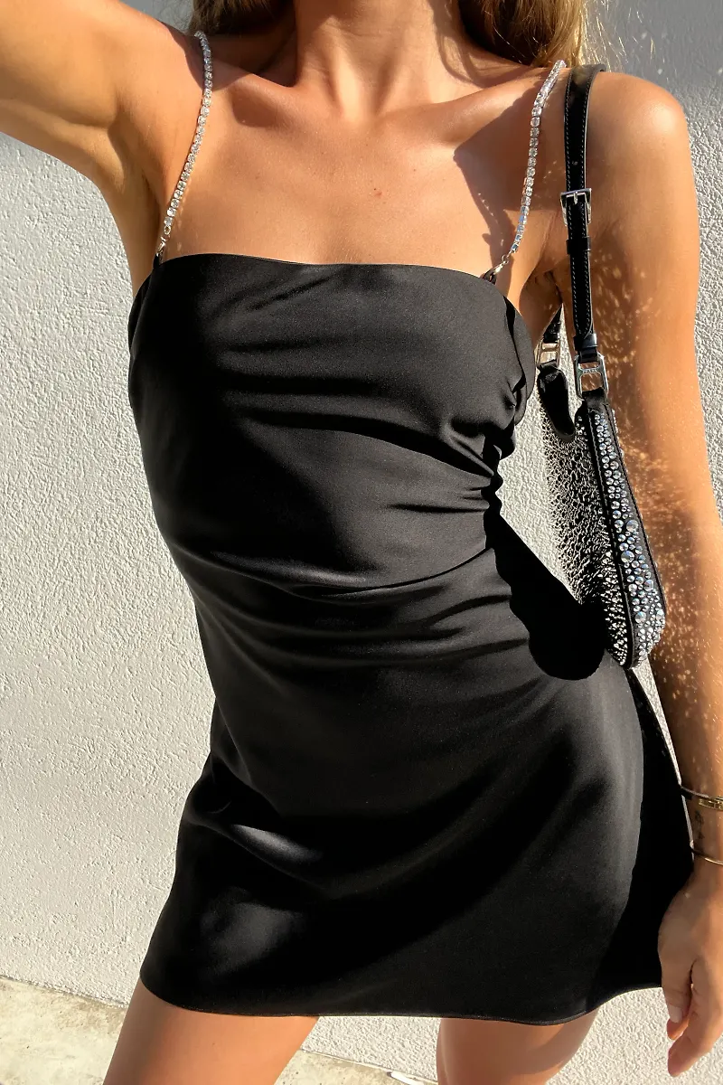 Picked by Hanna Schönberg Miniklänning med strassdetaljer - Black